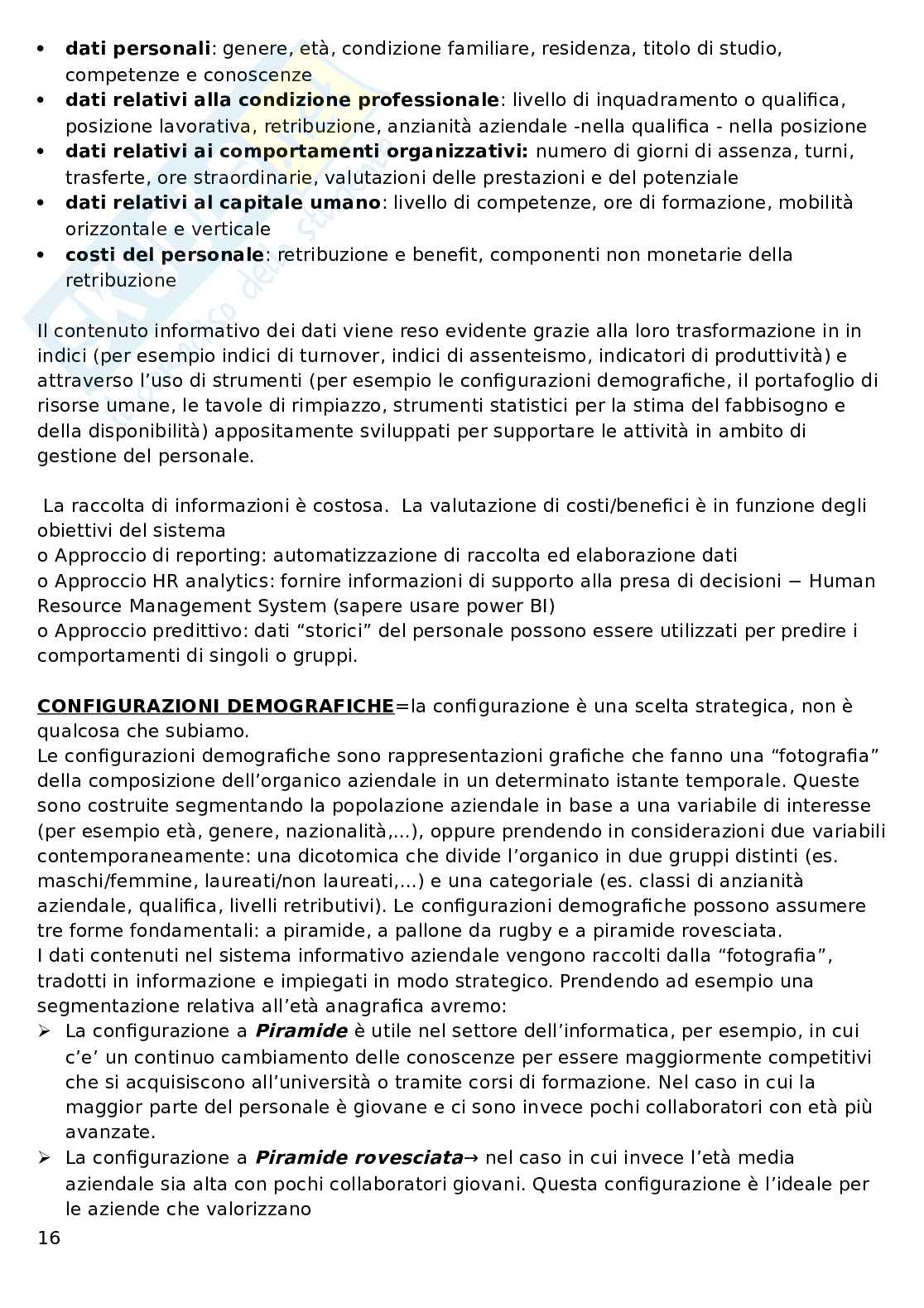 Organizzazione delle risorse umane Pag. 16