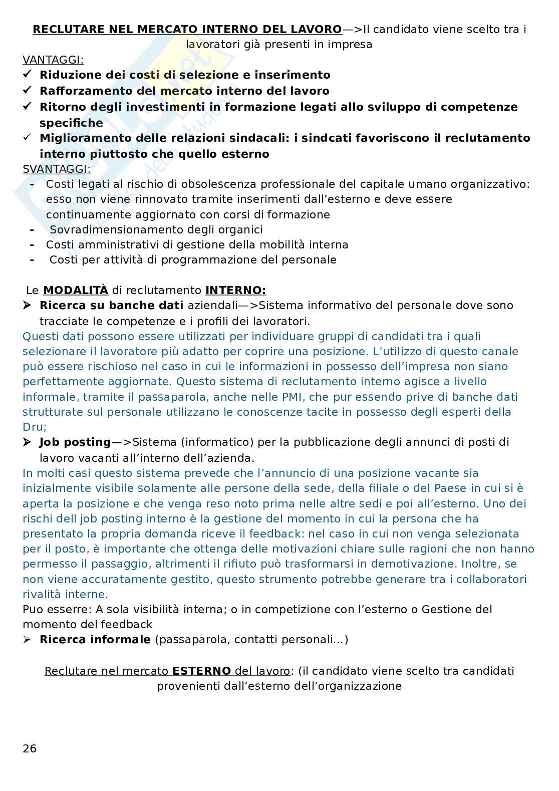 Organizzazione delle risorse umane Pag. 26