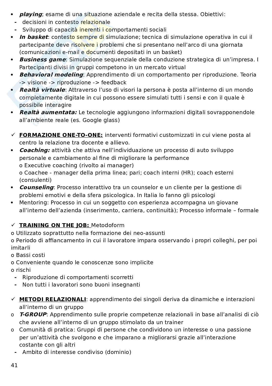 Organizzazione delle risorse umane Pag. 41