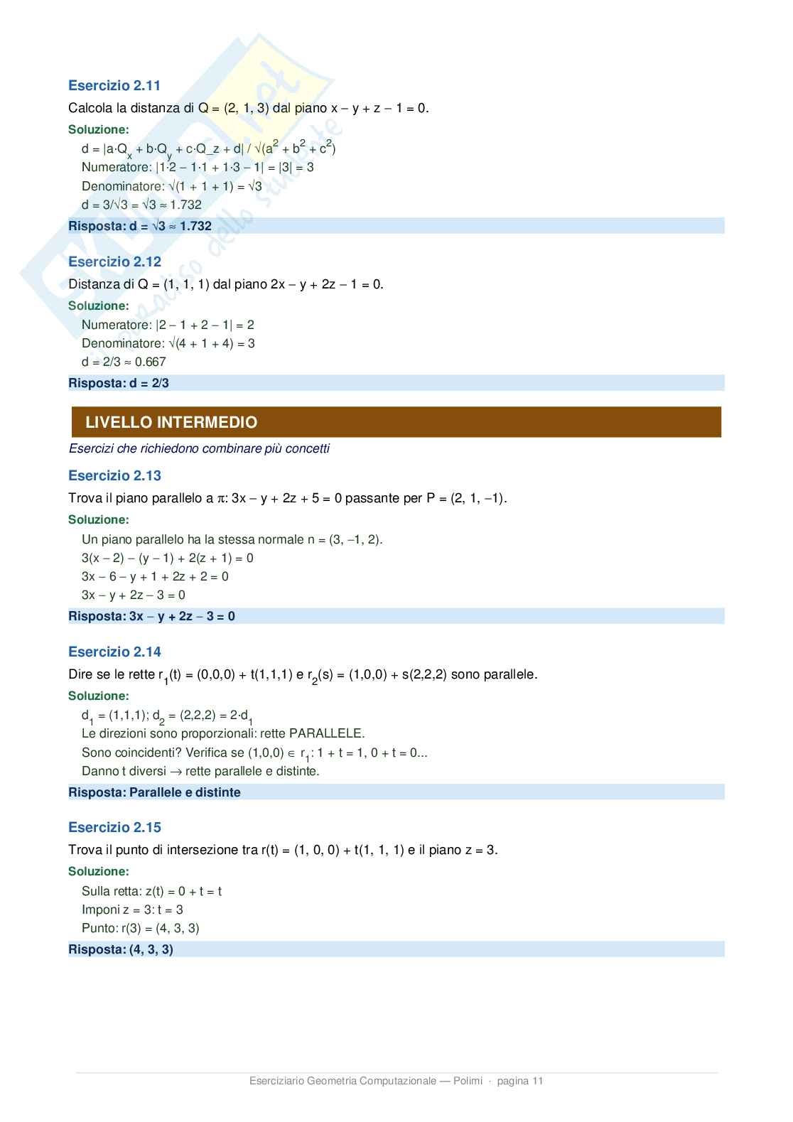 Eserciziario svolto Curve e superfici per il design Pag. 11