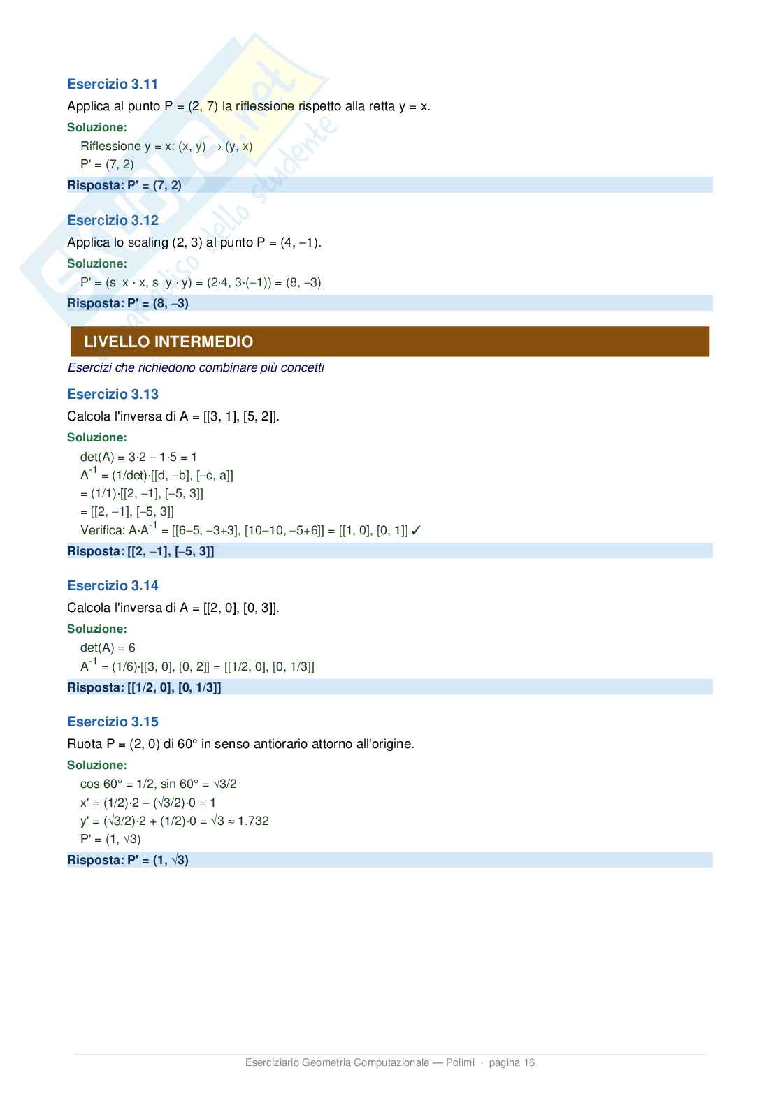 Eserciziario svolto Curve e superfici per il design Pag. 16