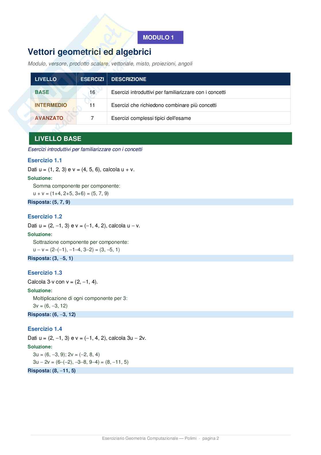 Eserciziario svolto Curve e superfici per il design Pag. 2
