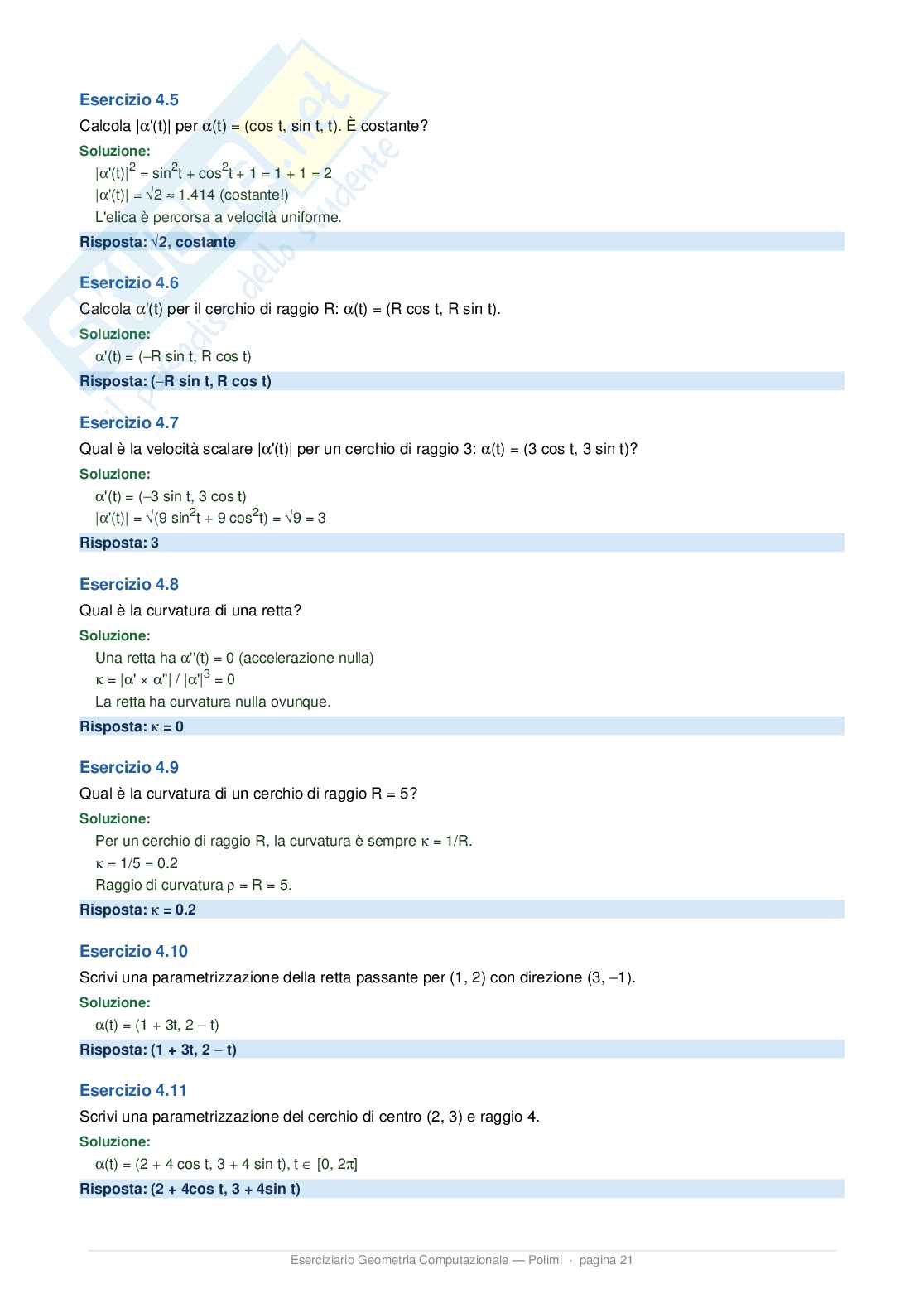 Eserciziario svolto Curve e superfici per il design Pag. 21