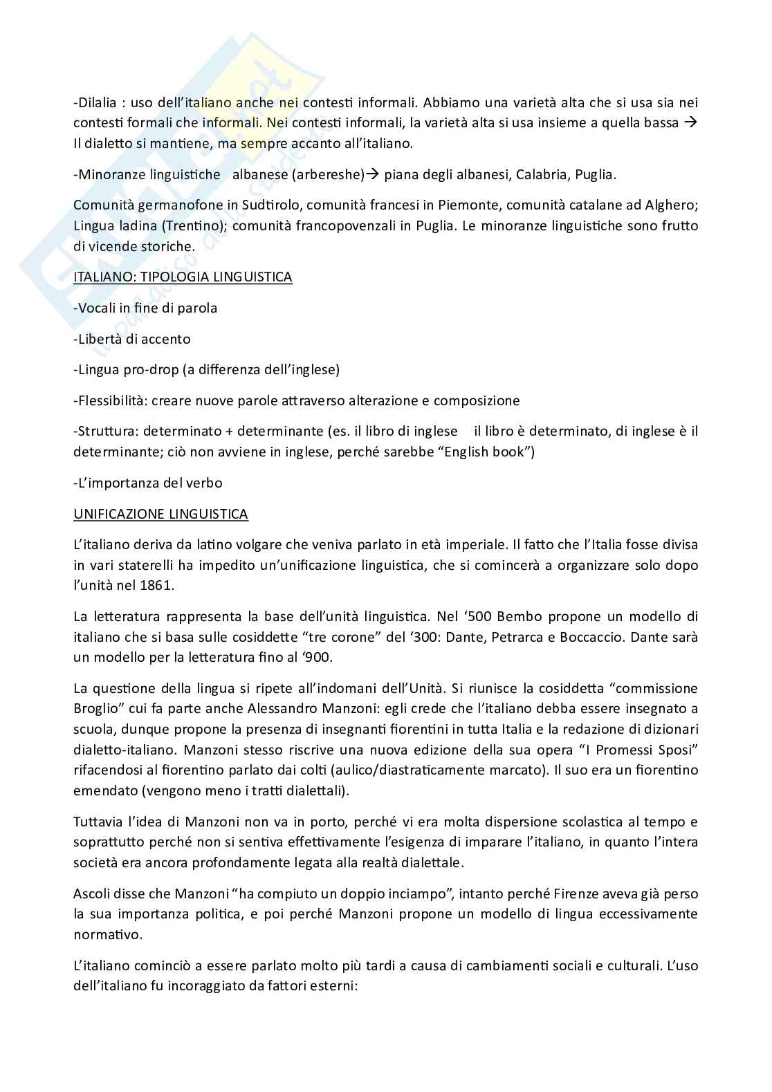 Appunti completi per l'esame di Linguistica italiana  Pag. 2