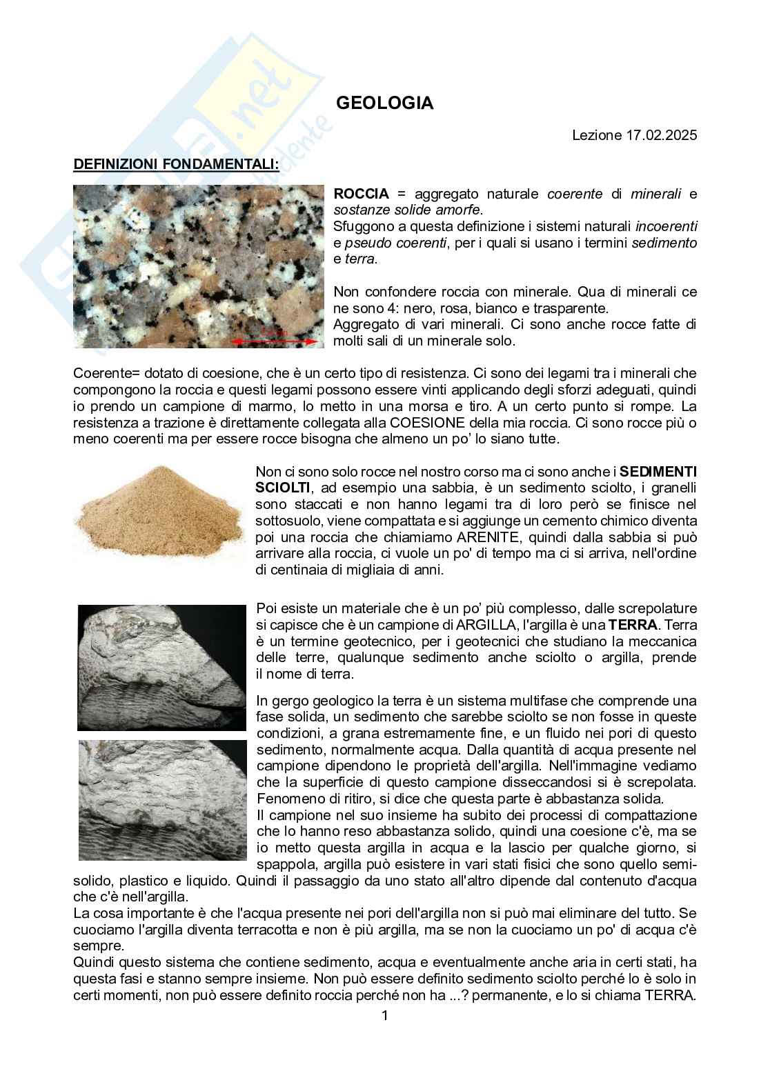 Appunti Geologia - modulo rocce Pag. 1