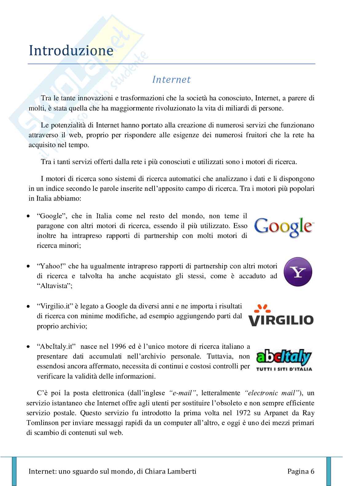 Internet: uno sguardo sul mondo Pag. 6