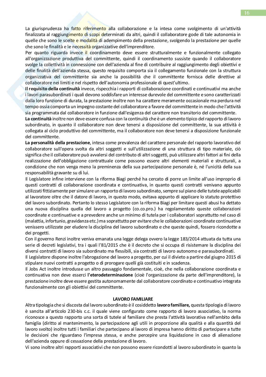 Diritto del rapporto individuale del lavoro privato Pag. 16