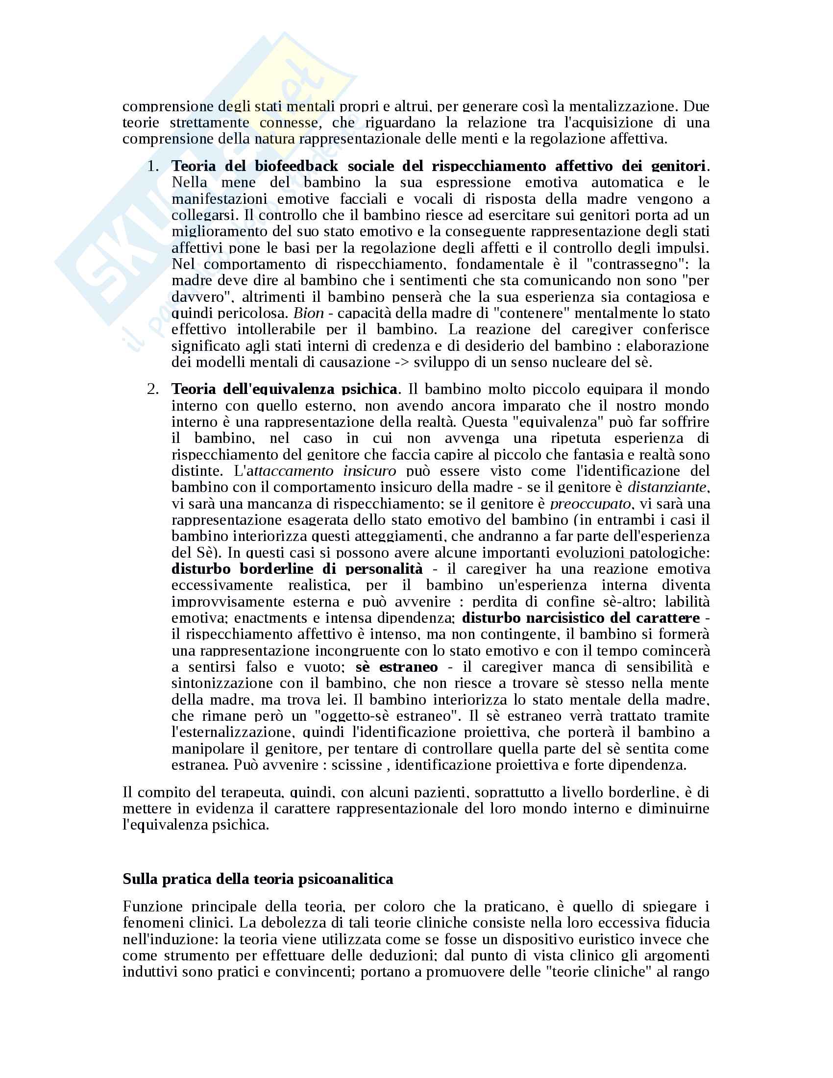 Riassunto esame Psicodinamica dello sviluppo e delle relazioni familiari, Docente Perrella, Libro consigliato "Psicopatologia evolutiva", Autori Fonagy P. , Target M. Pag. 26