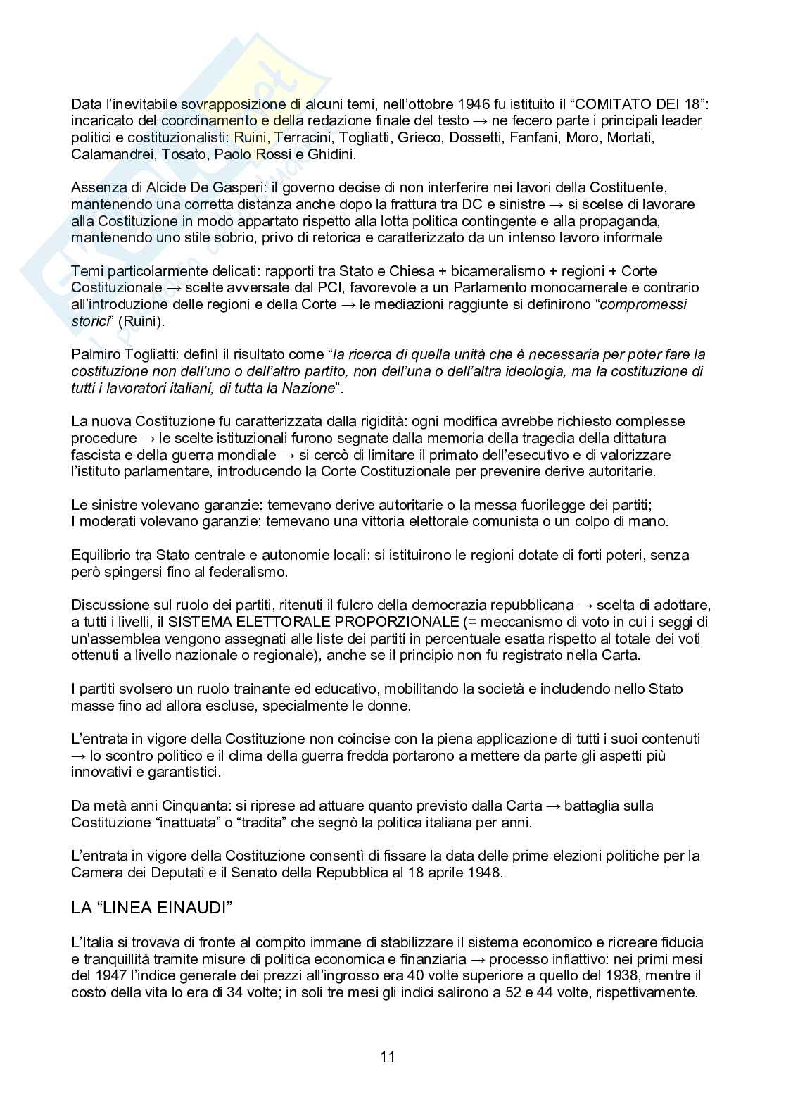 Storia dell'Italia repubblicana Pag. 11
