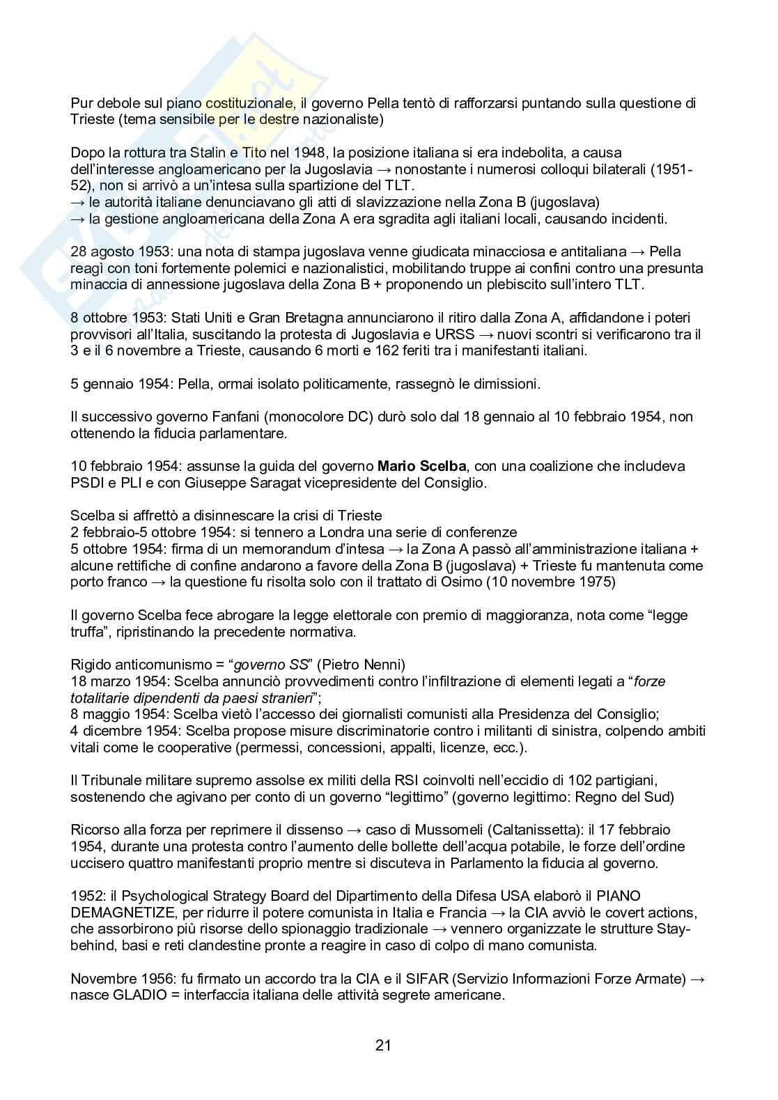 Storia dell'Italia repubblicana Pag. 21