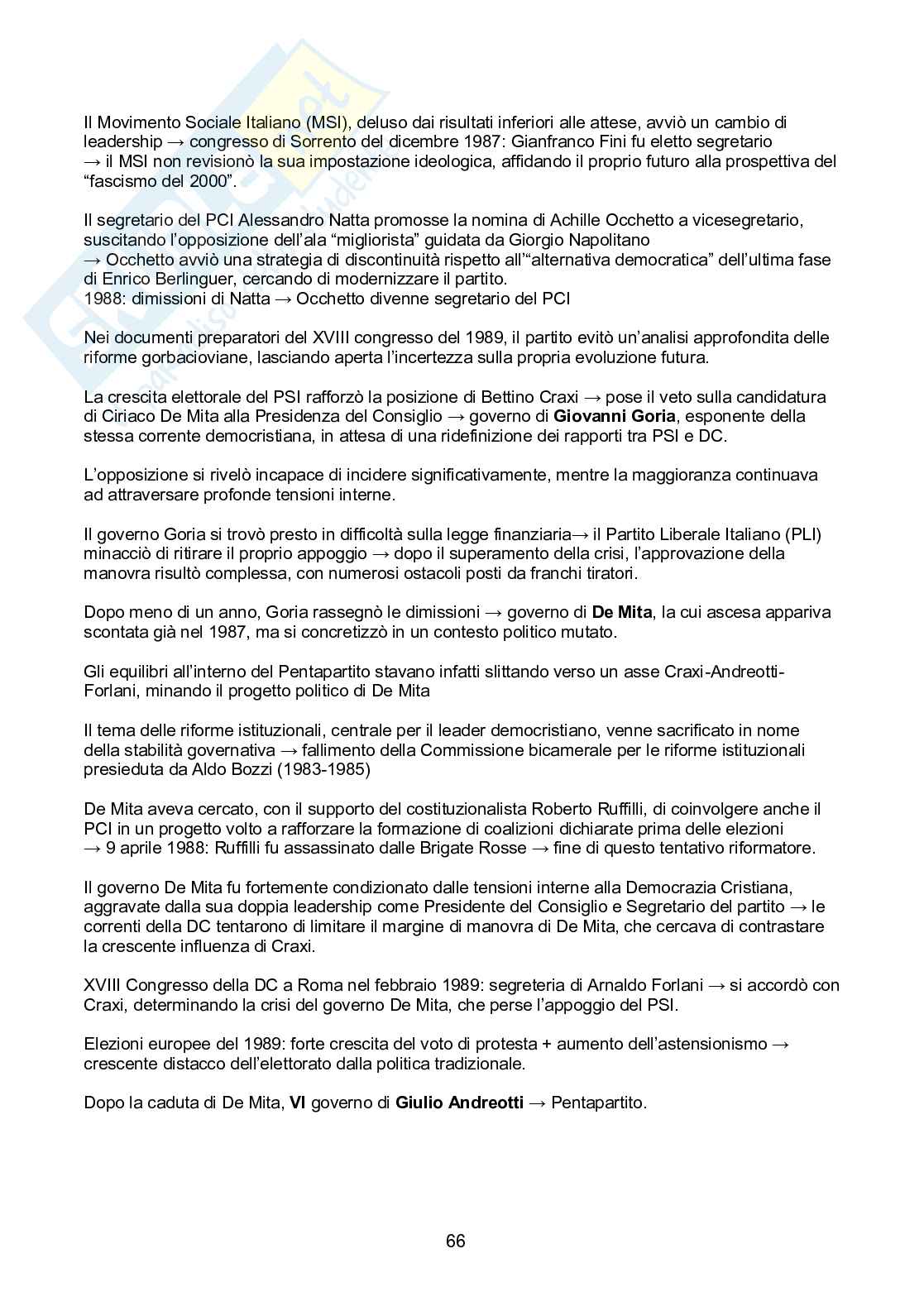 Storia dell'Italia repubblicana Pag. 66