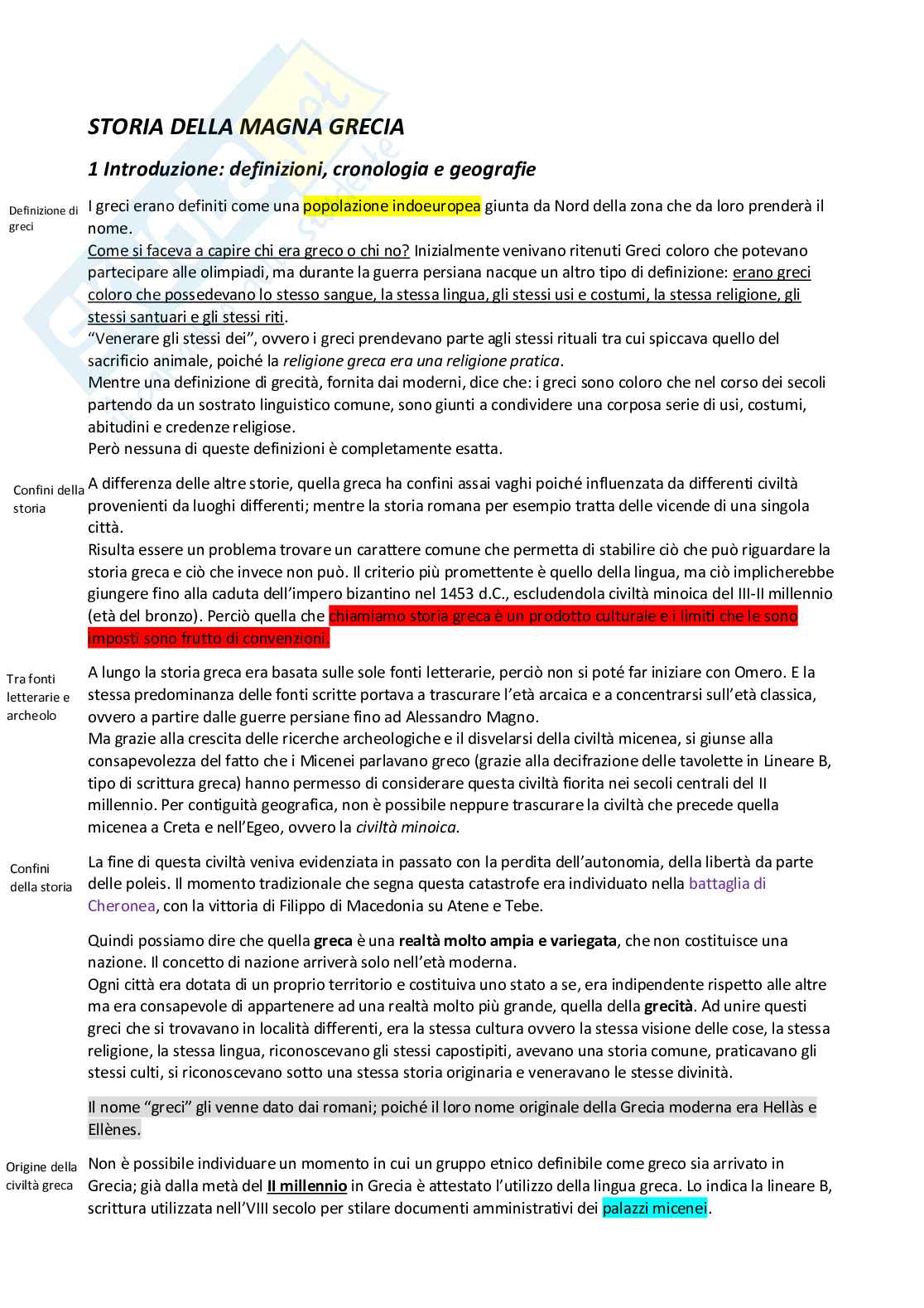 Storia della Magna Grecia Pag. 1