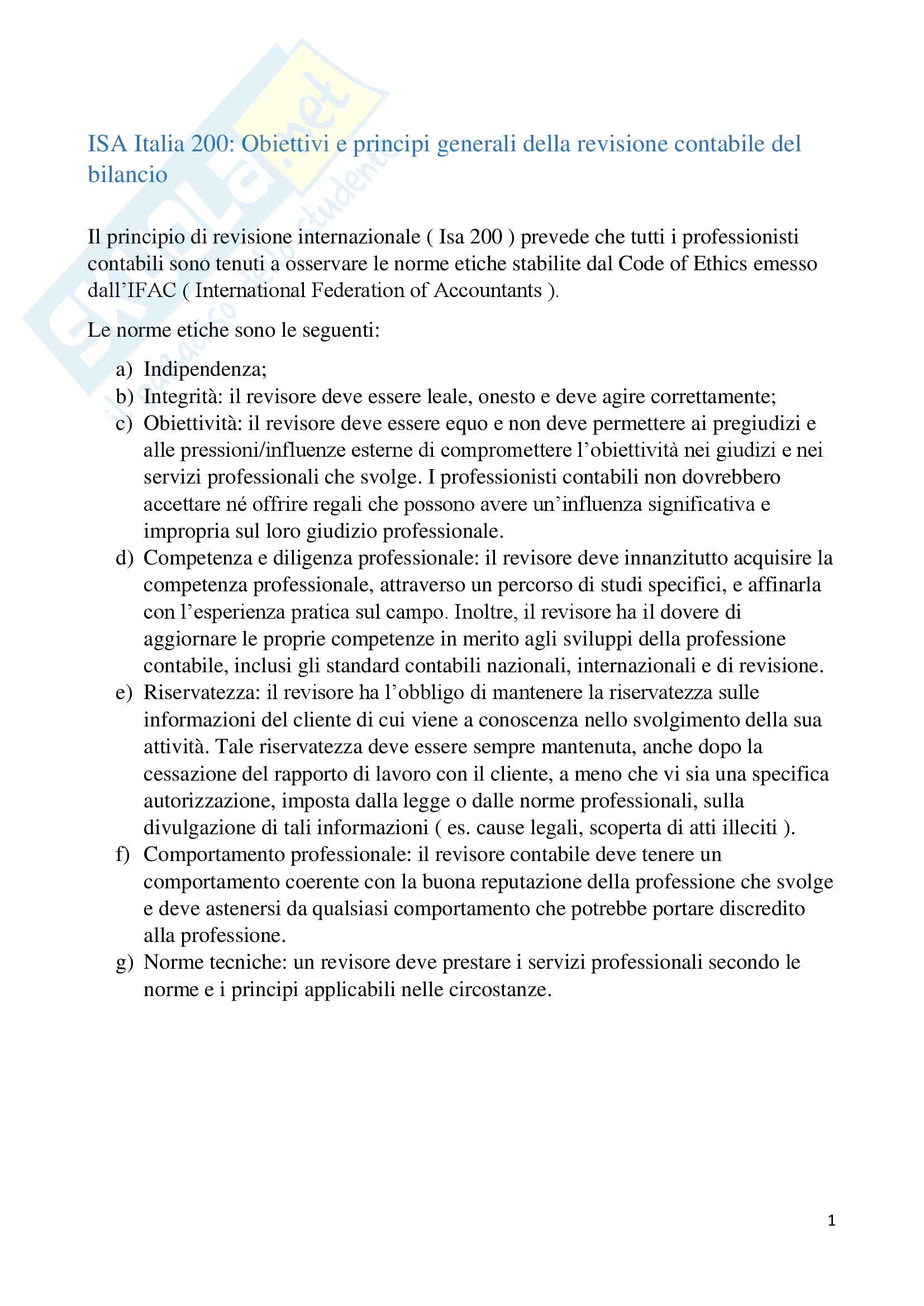 Appunti Auditing- Revisione Aziendale Pag. 1