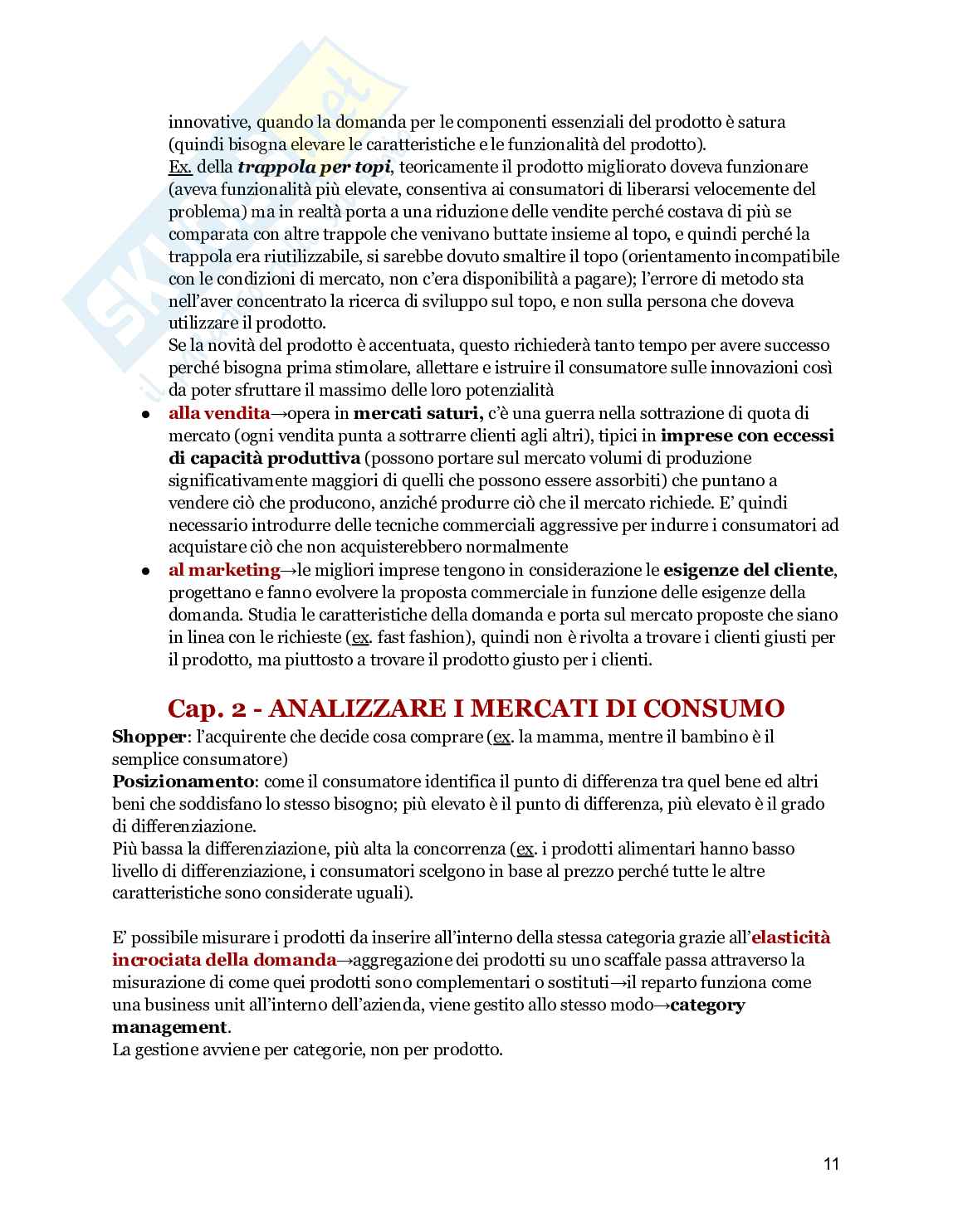 Riassunto esame Marketing, Prof. Ricotta Francesco, libro consigliato Marketing Management, Kotler Pag. 11