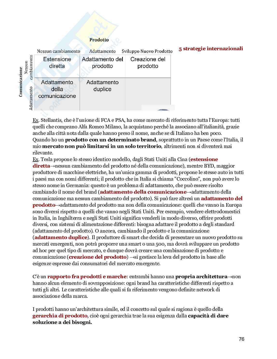 Riassunto esame Marketing, Prof. Ricotta Francesco, libro consigliato Marketing Management, Kotler Pag. 76