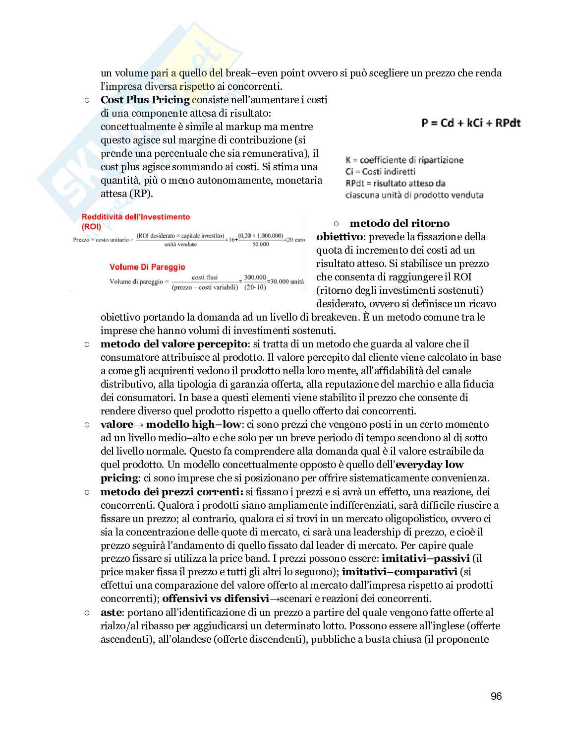 Riassunto esame Marketing, Prof. Ricotta Francesco, libro consigliato Marketing Management, Kotler Pag. 96