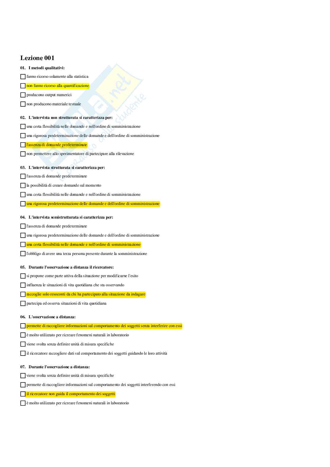 Paniere di psicometria - risposte multiple Pag. 2