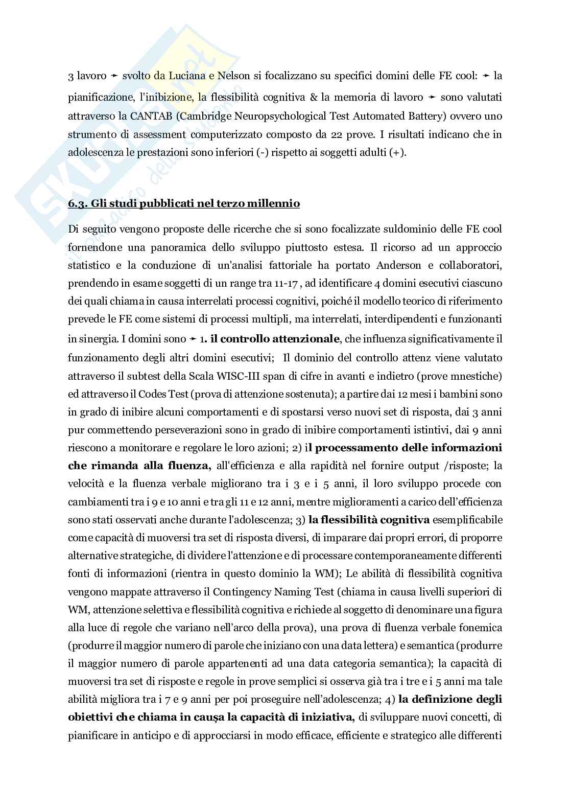 Riassunto esame Psicologia dello sviluppo tipico e atipico, Prof. Sagone Elisabetta, libro consigliato Funzioni esecutive in età evolutiva , Marzocchi, Valagussa  Pag. 6