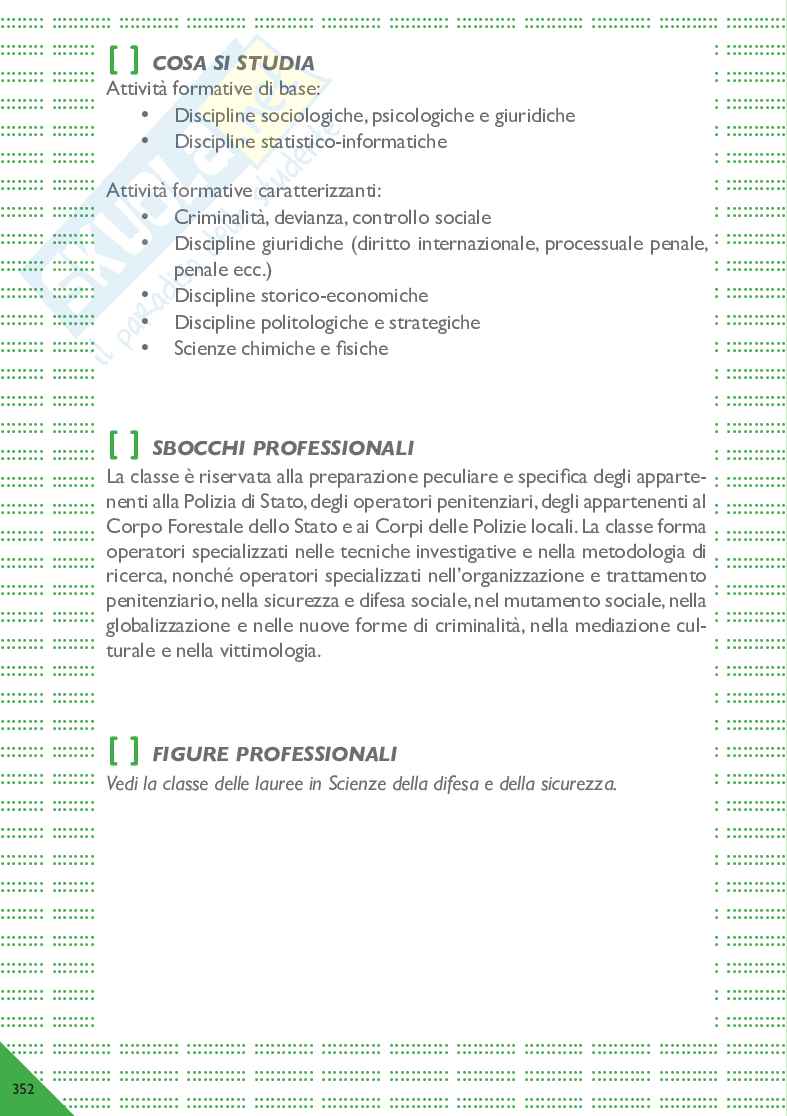 Area sociale - Obiettivi formativi e sbocchi professionali Pag. 31