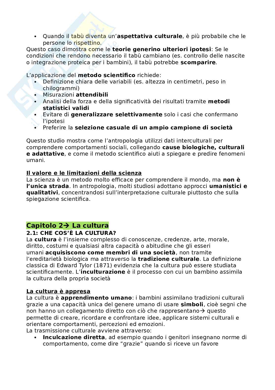 Riassunto esame Antropologia culturale, Prof. Parbuono Daniele, libro consigliato Antropologia culturale, Kottak Pag. 11