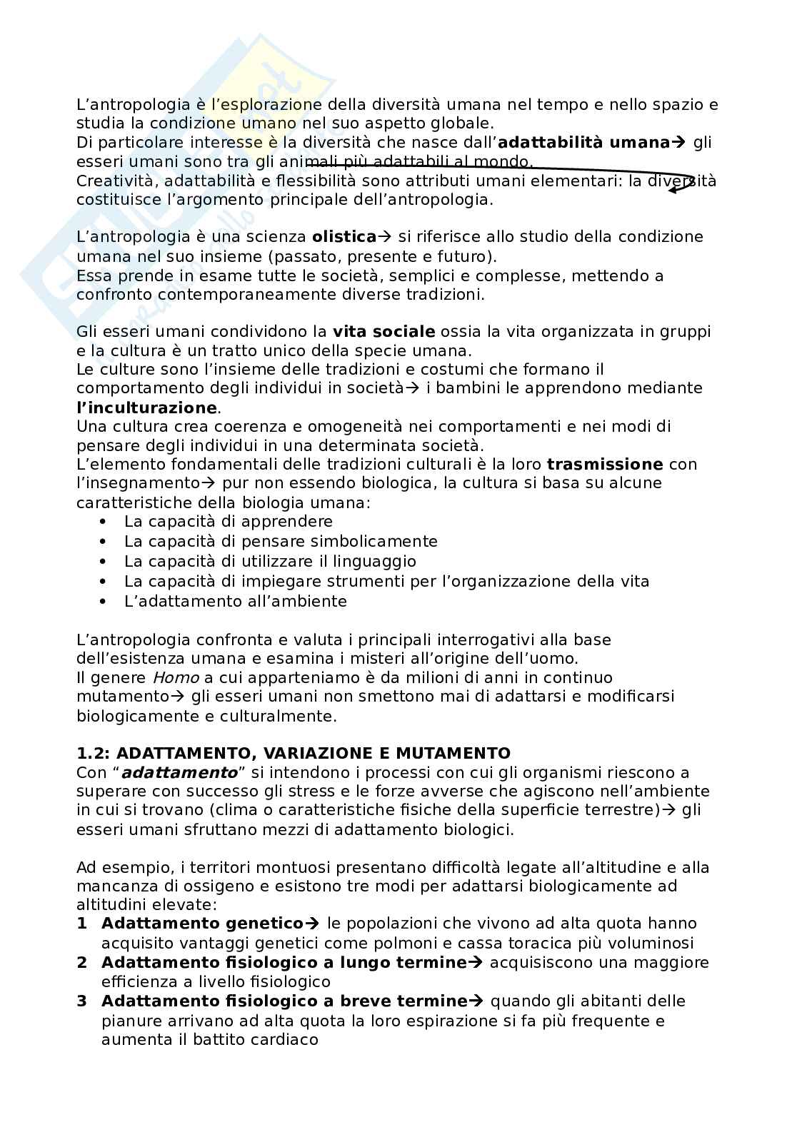 Riassunto esame Antropologia culturale, Prof. Parbuono Daniele, libro consigliato Antropologia culturale, Kottak Pag. 2
