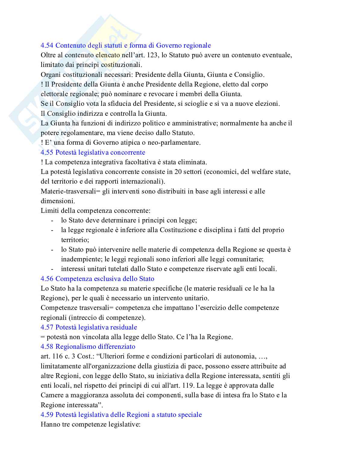 Riassunto esame Istituzioni di diritto pubblico, Prof. Spagnoli Federica, libro consigliato Diritto costituzionale, Pisaneschi Pag. 41