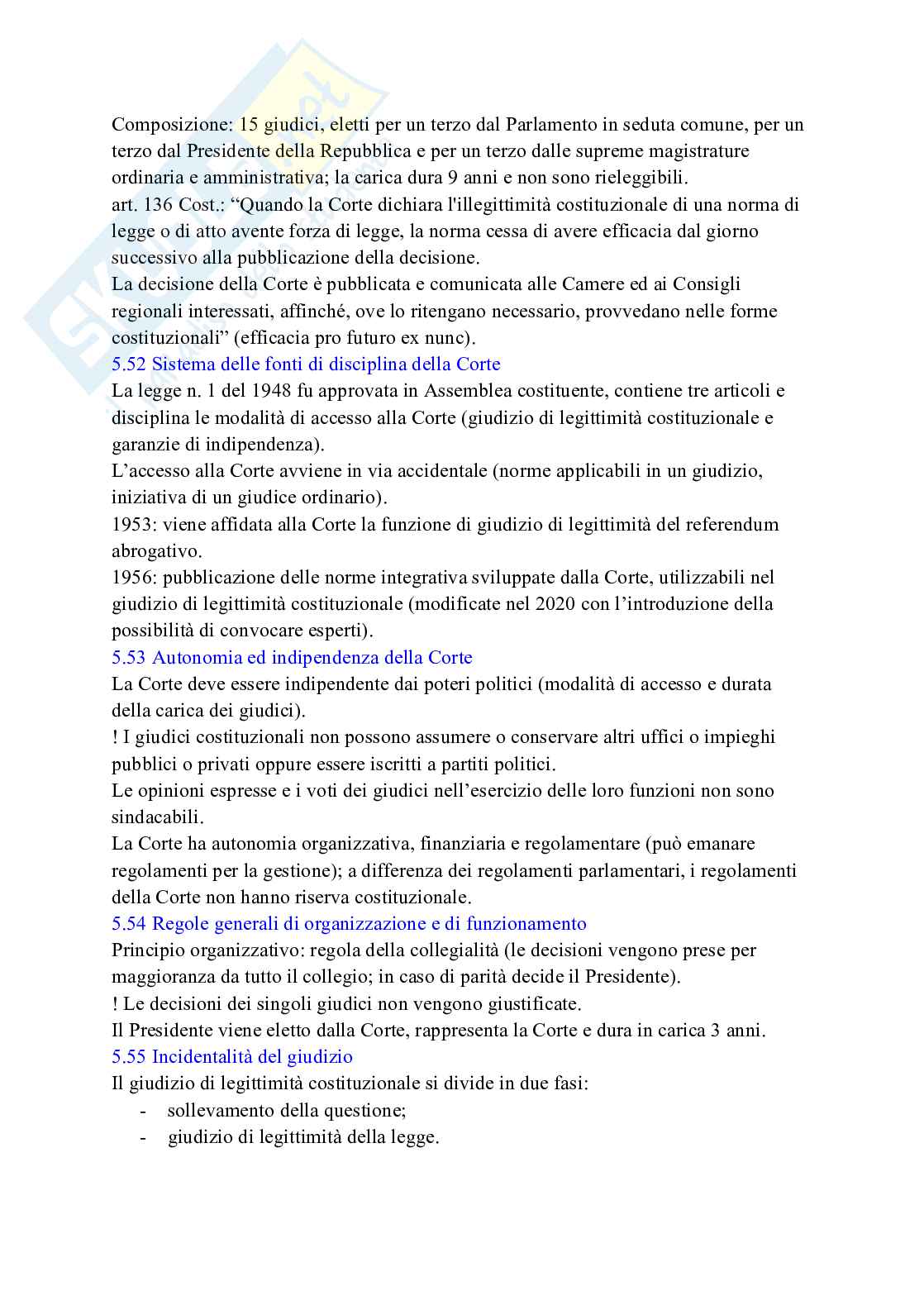 Riassunto esame Istituzioni di diritto pubblico, Prof. Spagnoli Federica, libro consigliato Diritto costituzionale, Pisaneschi Pag. 61