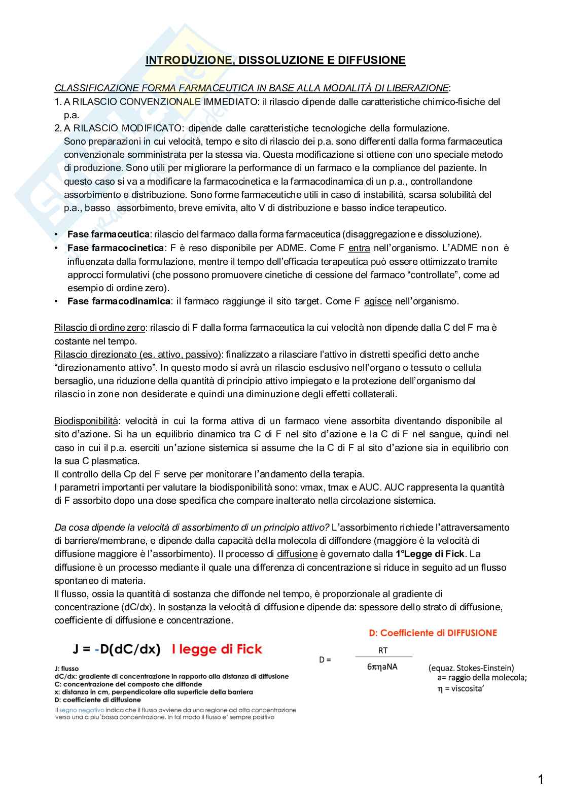 Appunti completi esame Forme farmaceutiche innovative e dispositivi medici Pag. 1