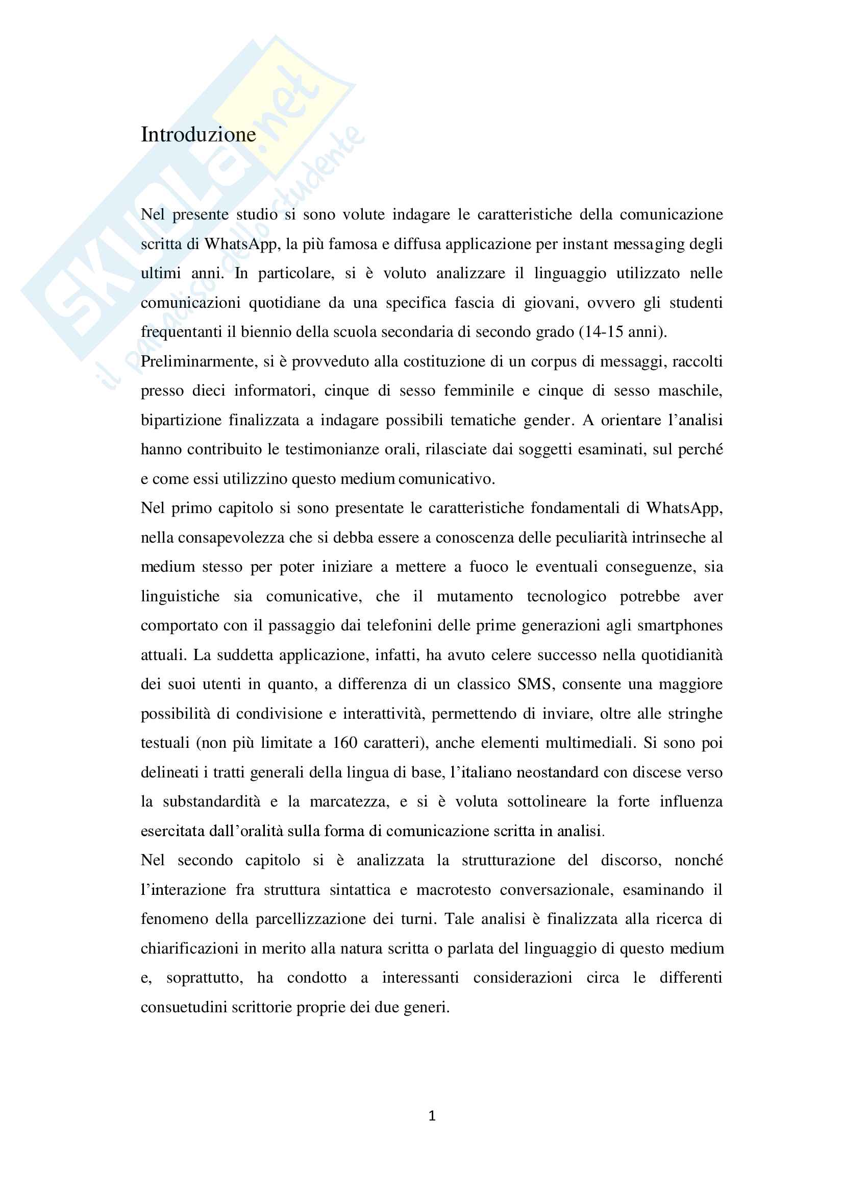 Analisi linguistica, testuale e comunicativa di un corpus giovanile di messaggistica elettronica Pag. 2