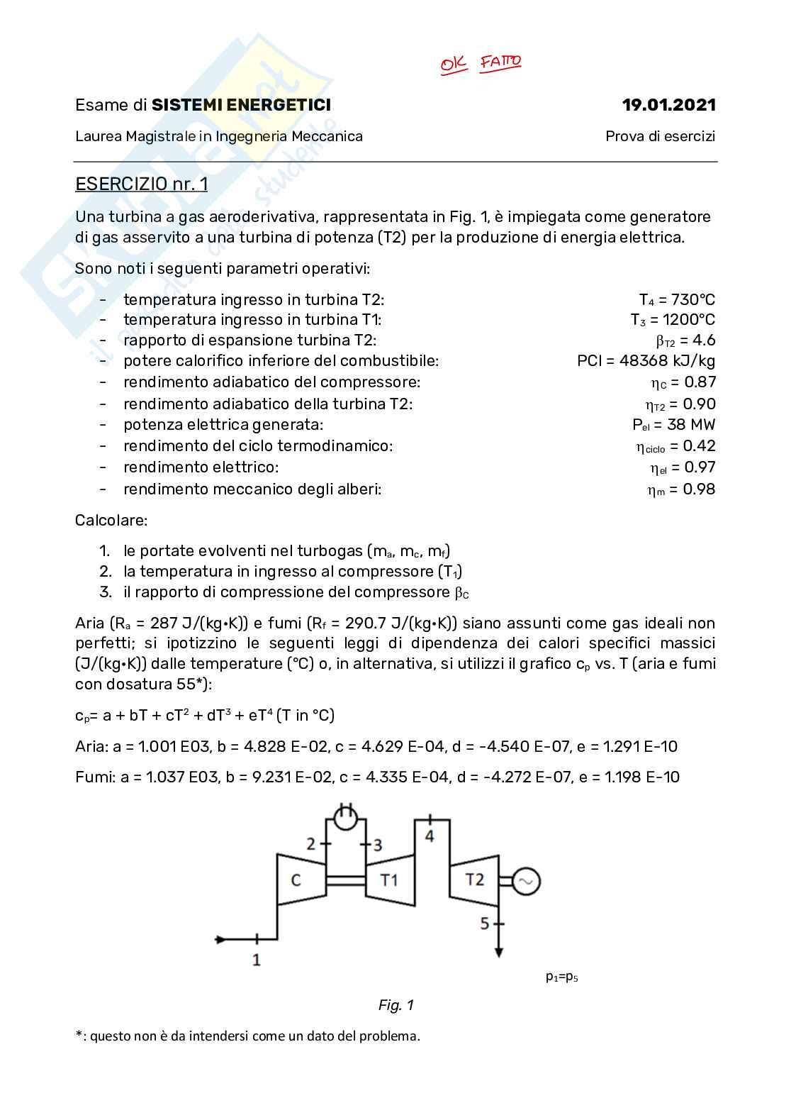 Esercitazione Sistemi energetici Pag. 1