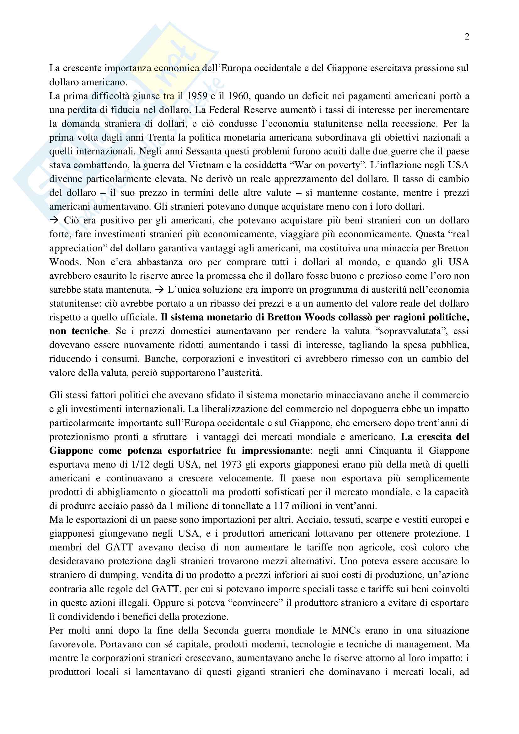 Riassunto esame Storia delle relazioni economiche internazionali, prof. Moricola, libro consigliato Global Capitalism, Frieden Pag. 2