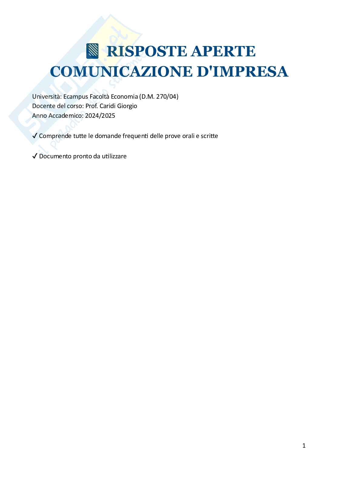 Comunicazione d’impresa – Paniere risposte aperte completo (361) Pag. 1