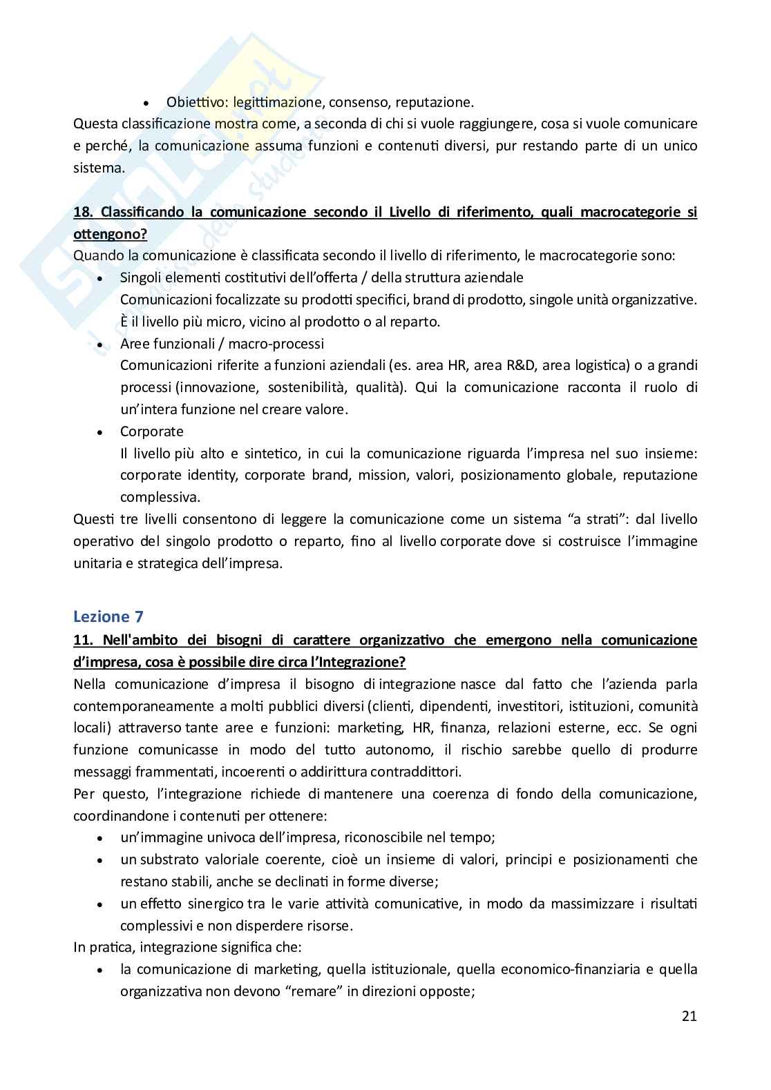 Comunicazione d’impresa – Paniere risposte aperte completo (361) Pag. 21