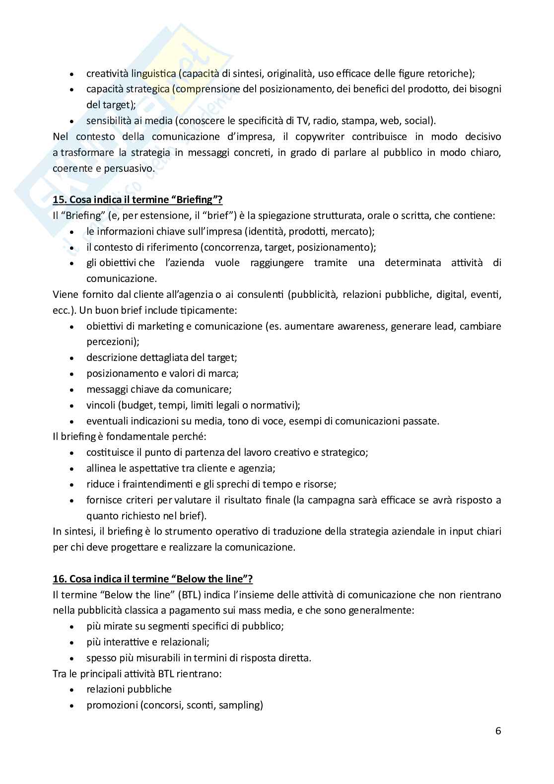 Comunicazione d’impresa – Paniere risposte aperte completo (361) Pag. 6