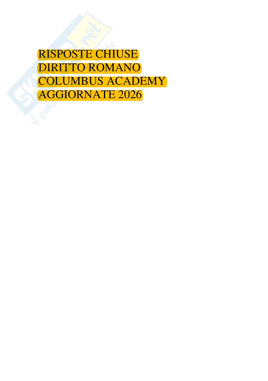 Risposte domande chiuse Diritto romano aggiornate 2026 Pag. 1