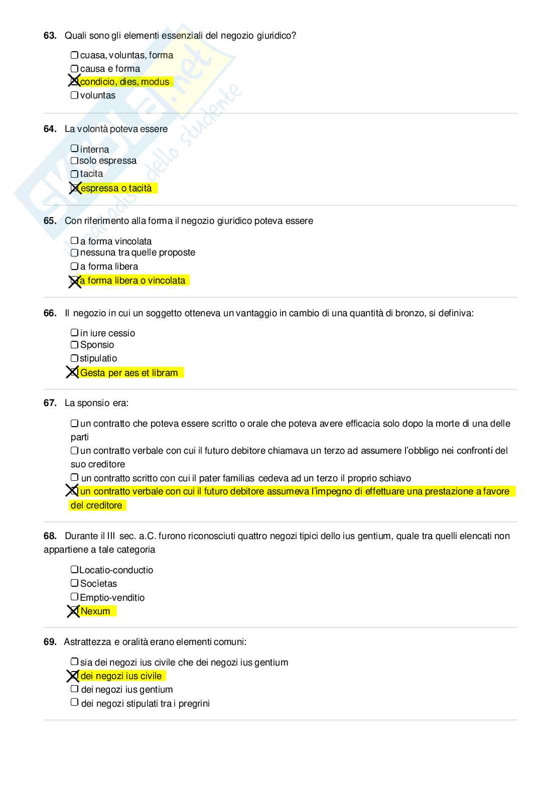 Risposte domande chiuse Diritto romano aggiornate 2026 Pag. 11