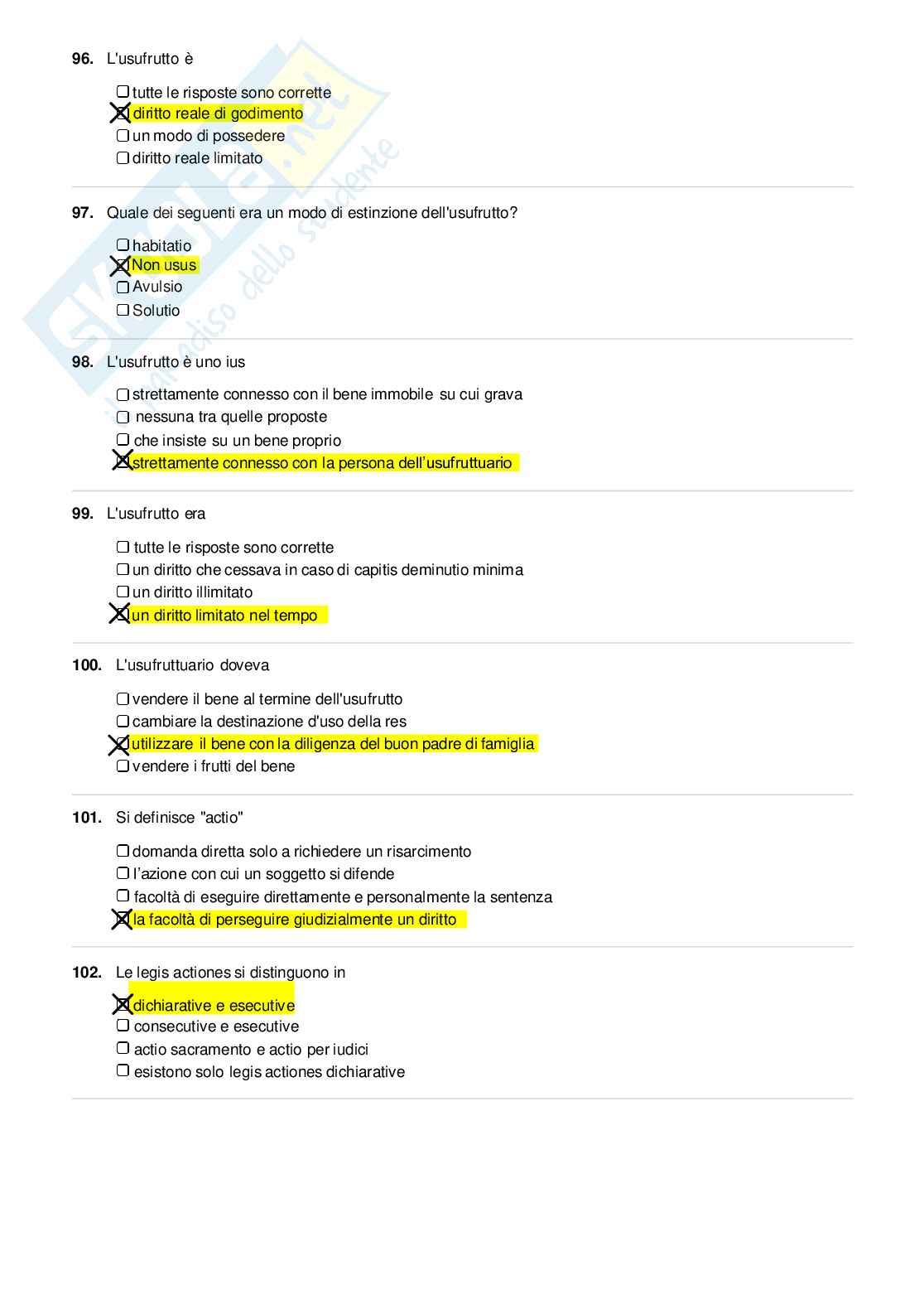 Risposte domande chiuse Diritto romano aggiornate 2026 Pag. 16