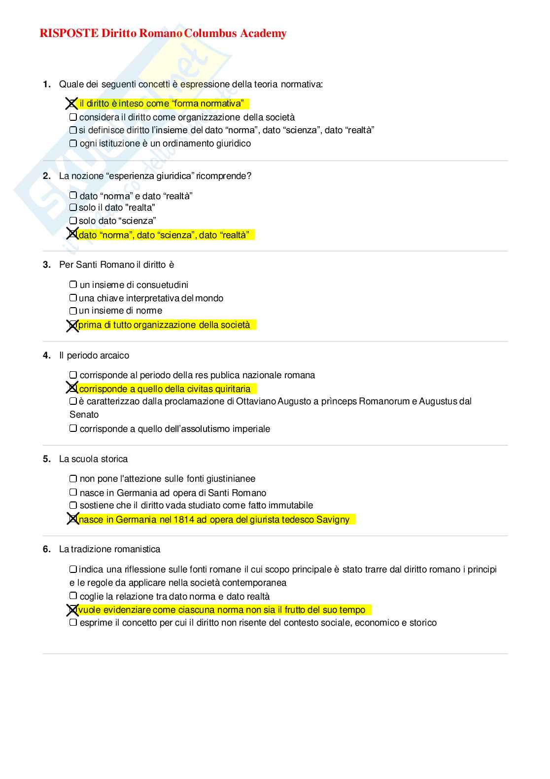 Risposte domande chiuse Diritto romano aggiornate 2026 Pag. 2