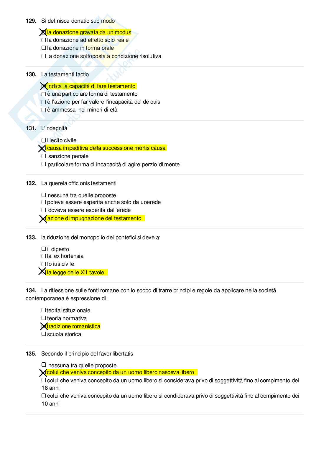Risposte domande chiuse Diritto romano aggiornate 2026 Pag. 21