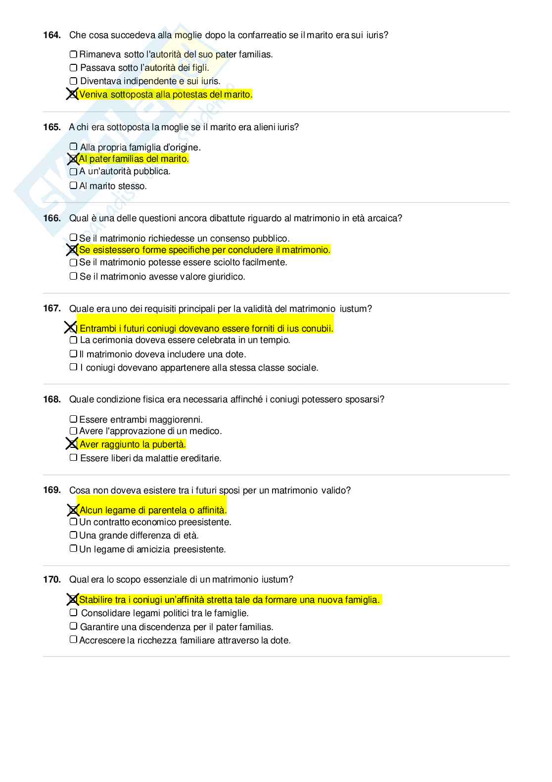 Risposte domande chiuse Diritto romano aggiornate 2026 Pag. 26
