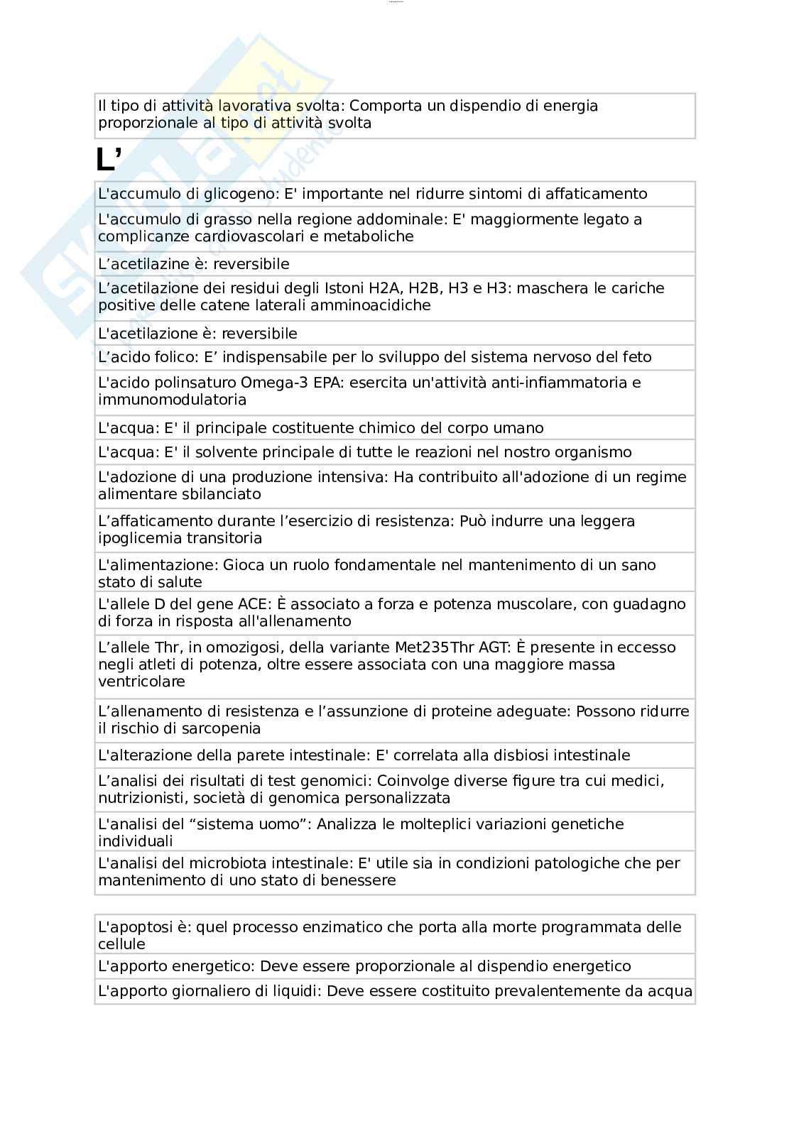 Paniere esame Nutrigenetica e alimentazione personalizzata nello sport  Pag. 11