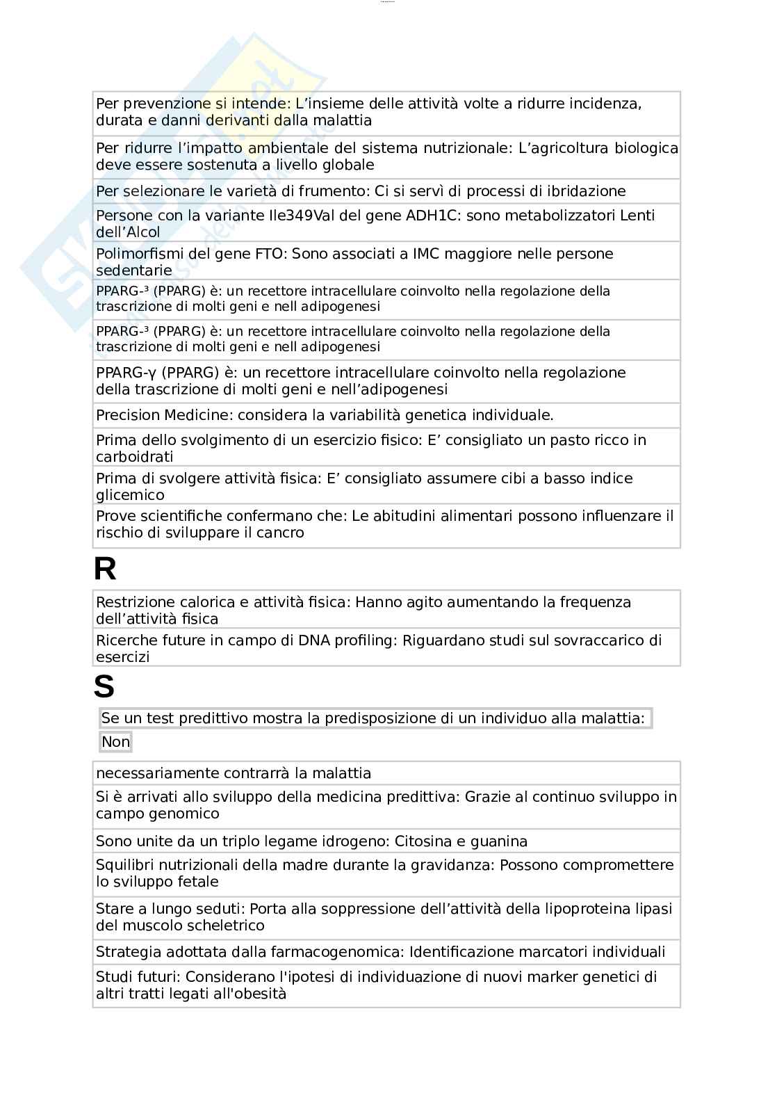 Paniere esame Nutrigenetica e alimentazione personalizzata nello sport  Pag. 26