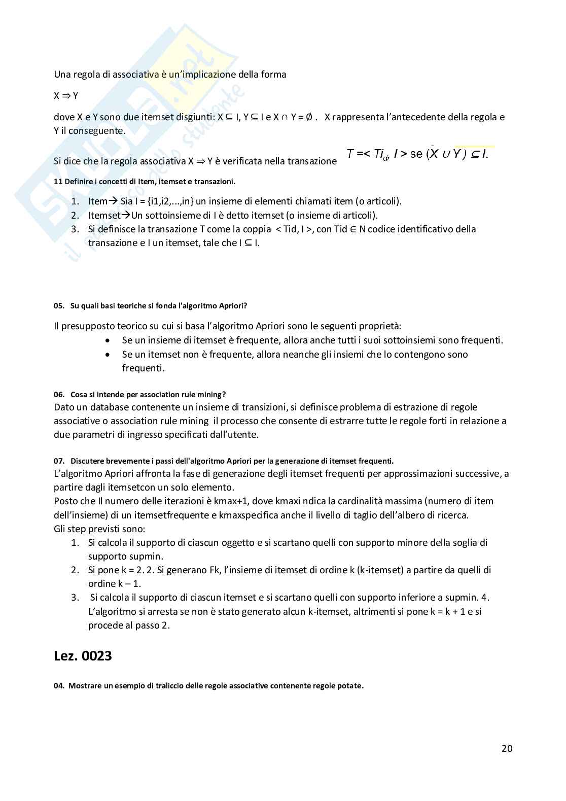 Paniere Svolto di Data Mining (2025) - Risposte aperte Pag. 21
