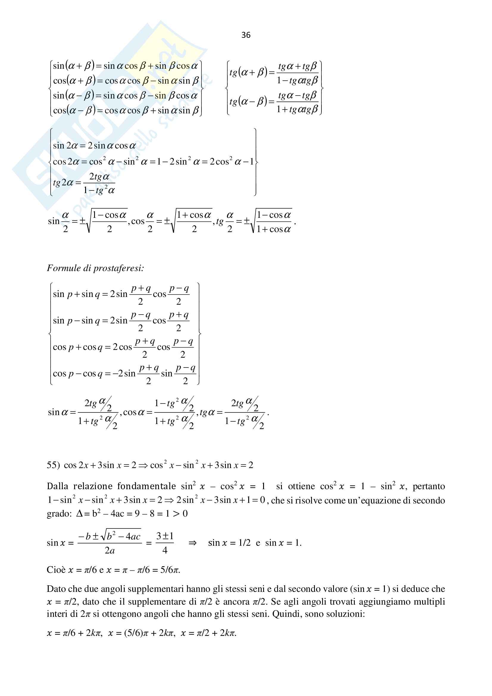 Appunti di matematica: Esercizi risolti Pag. 36