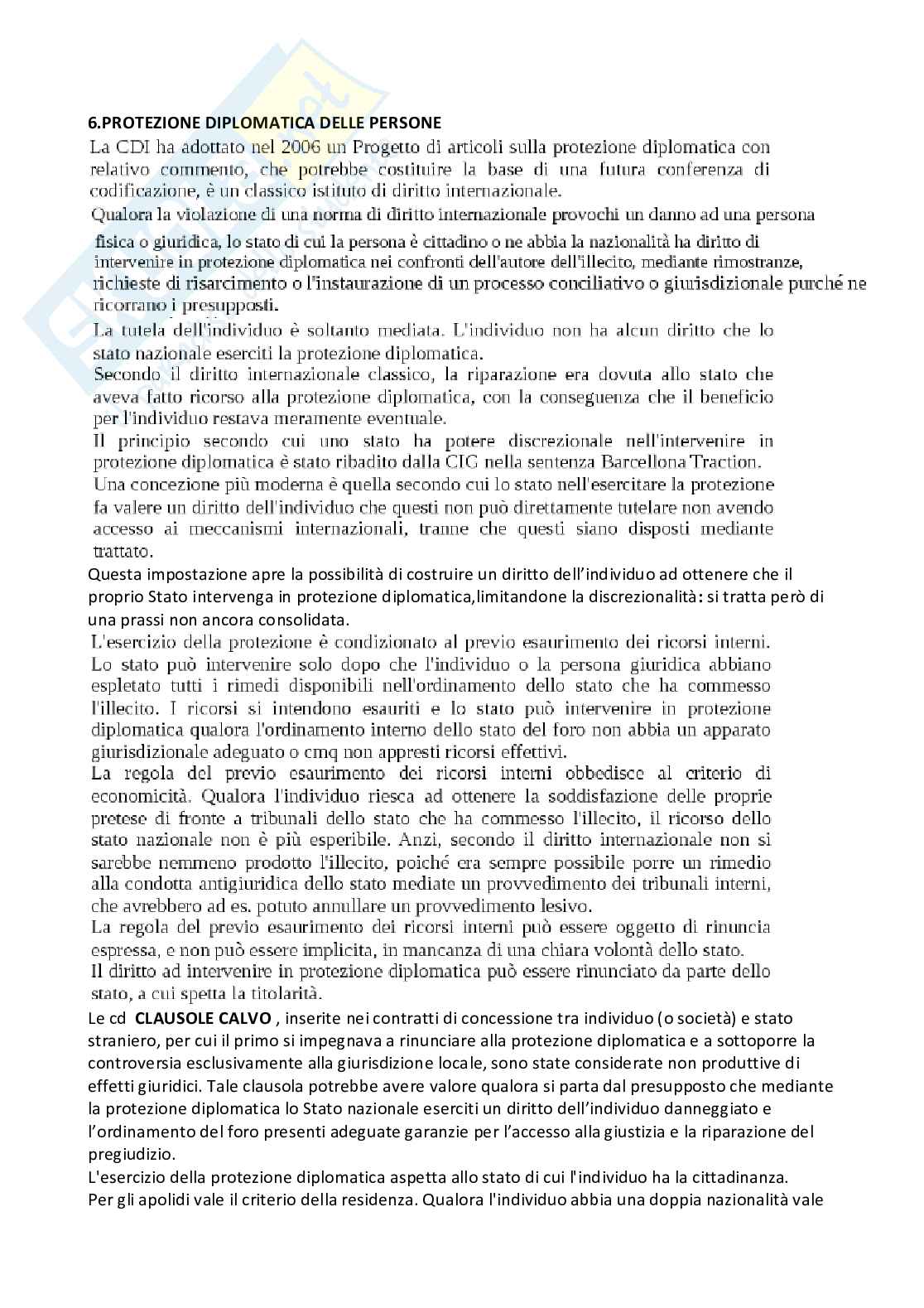 Riassunto esame Diritto internazionale , Prof. Mancini Marina, libro consigliato Diritto internazionale, riferimento al  cap. 13, Ronzitti  Pag. 6