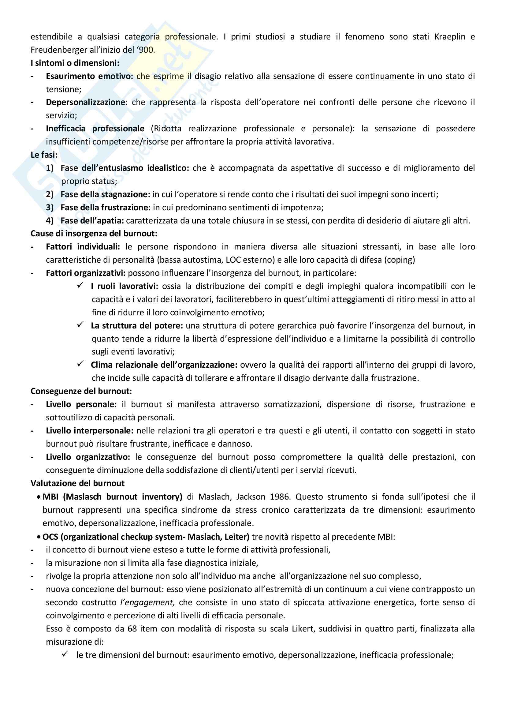 Riassunto esame Psicologia della sicurezza, prof. Santisi, libro consigliato Psicologia del lavoro, Argentero Pag. 21