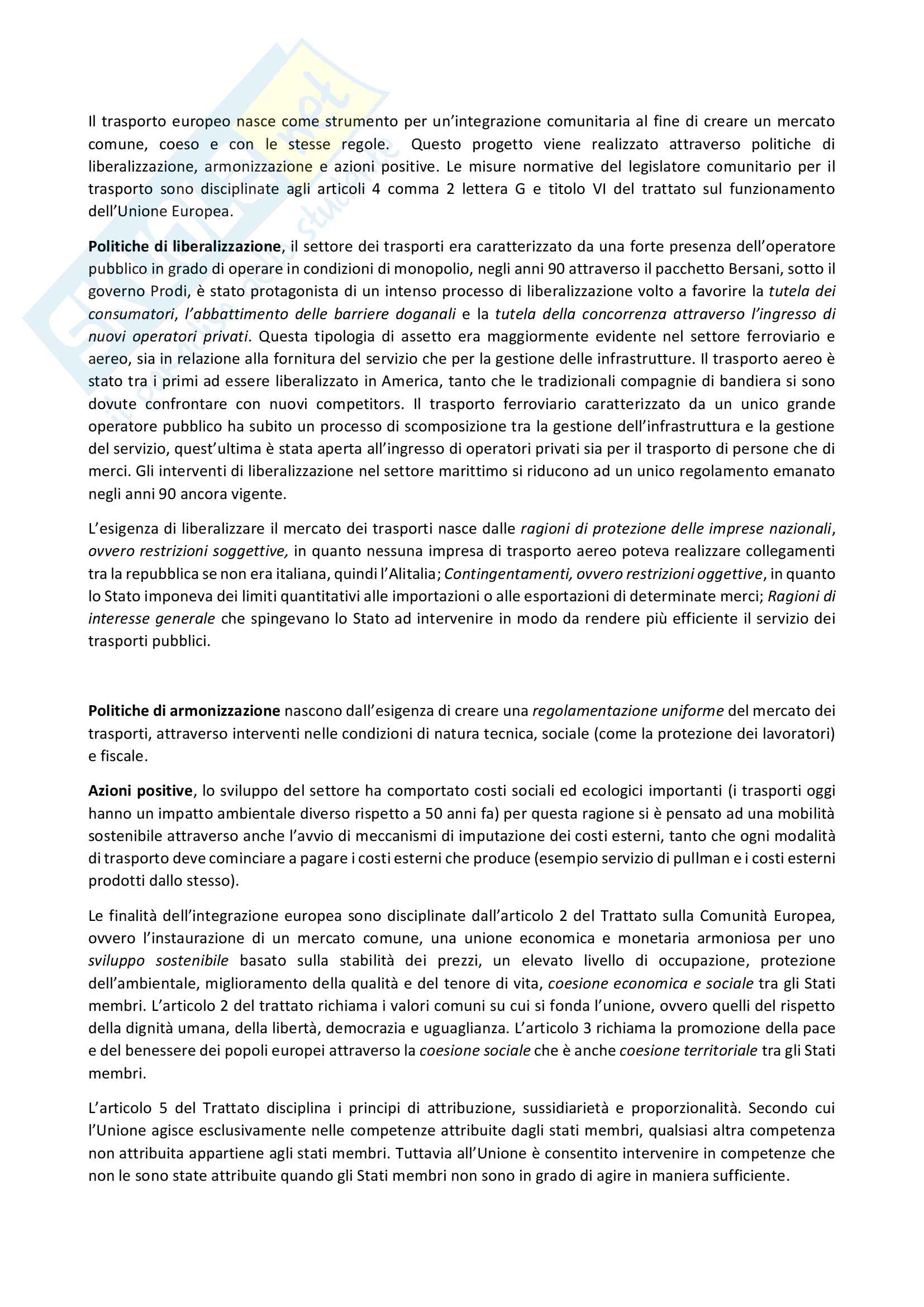 Riassunto Esame di Diritto Pubblico dei Trasporti, Docente Ingratoci Cinzia, Libro consigliato Diritto pubblico dei trasporti, edizione II, Zunarelli, Romagnoli, Claroni Pag. 1