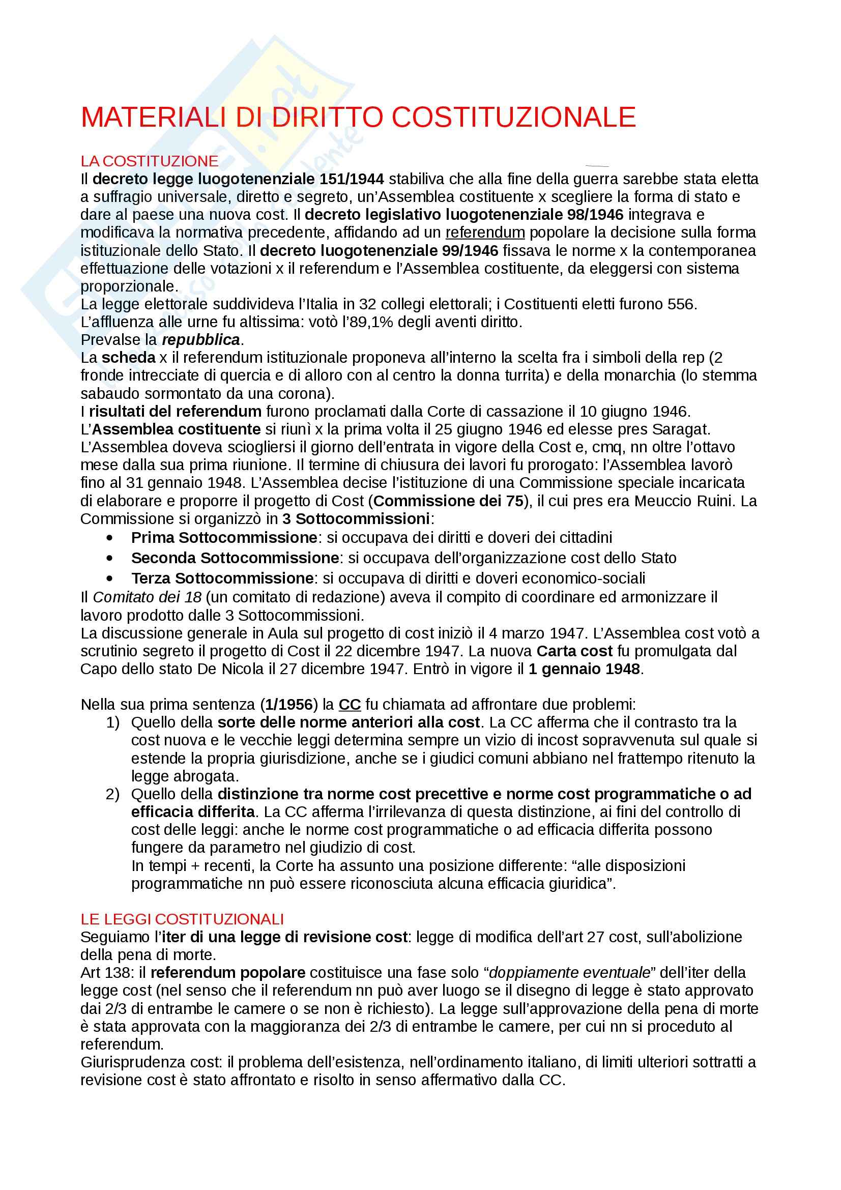Lezioni, Diritto costituzionale Pag. 1