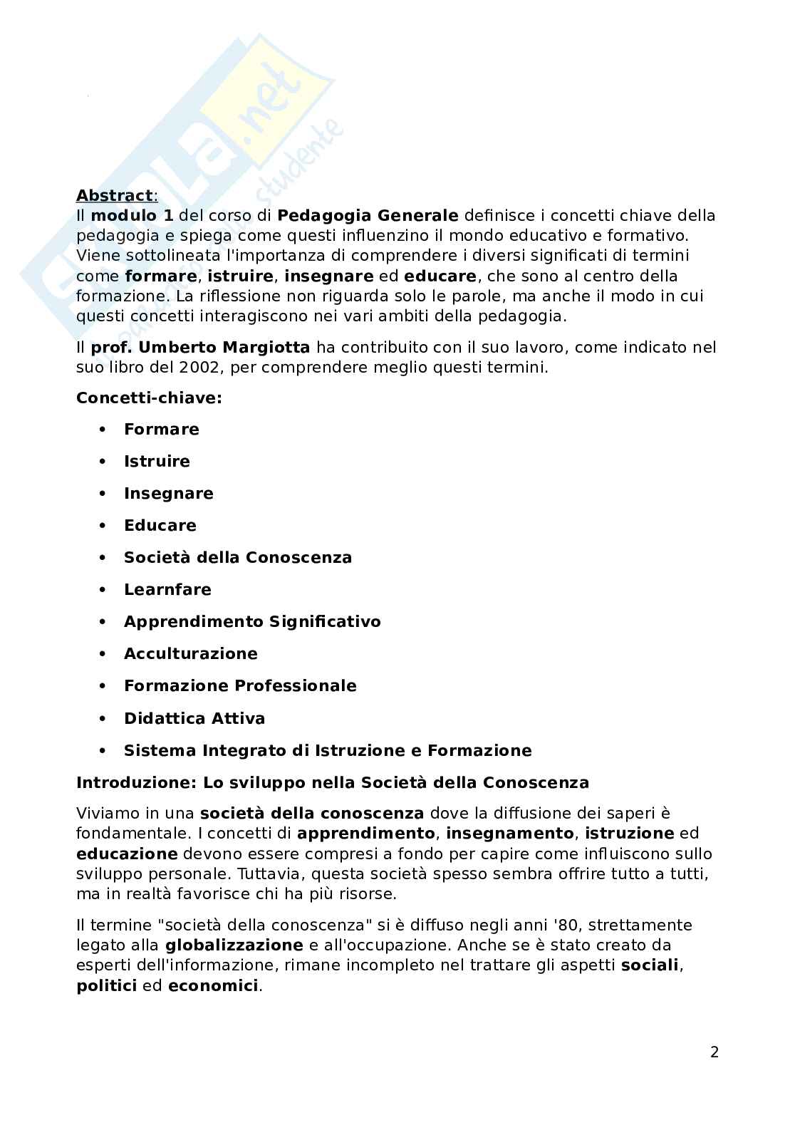 Definizione e analisi dei concetti pedagogici fondamentali Pag. 2