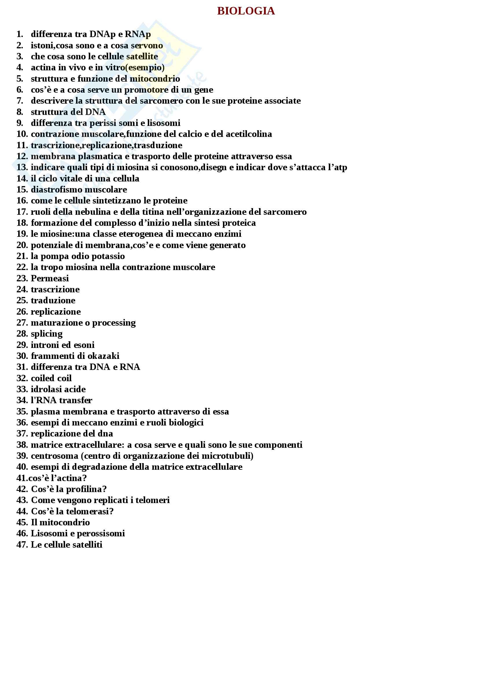 Nozioni, Biologia Pag. 1